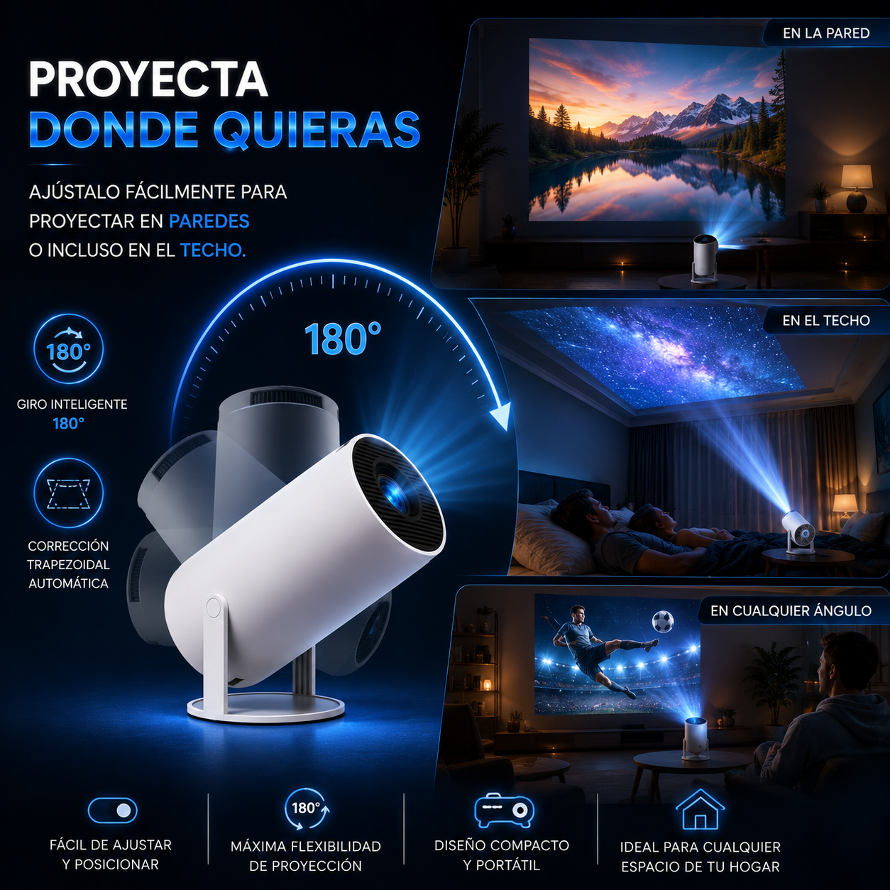 Proyector Portátil HY300 Pro HD Compatible Full HD 1080P