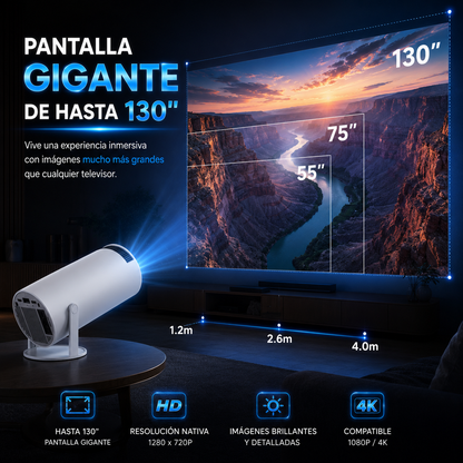 Proyector Portátil HY300 Pro HD Compatible Full HD 1080P